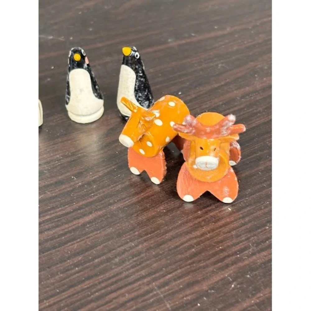 Vintage Avon Noahs Ark Ornament Collection Set of 10 Wooden Mini Figurines Boxed